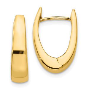 14k Yellow Gold Classic Huggie Hinged Hoop Earrings 17mm x 11mm x 4mm