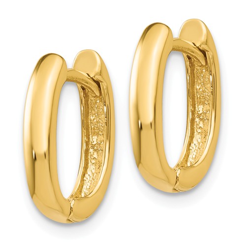 14k yellow gold classic huggie hinged hoop earrings 13mm x 10mm x 3mm