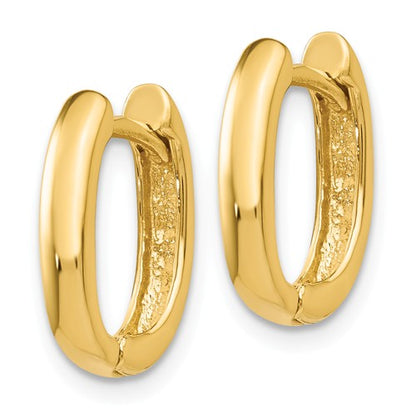 14k yellow gold classic huggie hinged hoop earrings 13mm x 10mm x 3mm