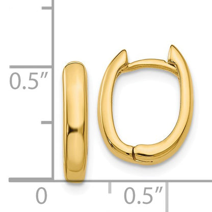 14k yellow gold classic huggie hinged hoop earrings 13mm x 10mm x 3mm