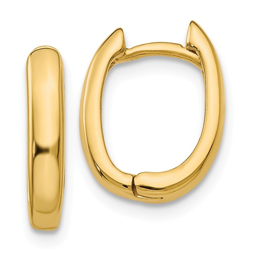 14k yellow gold classic huggie hinged hoop earrings 13mm x 10mm x 3mm
