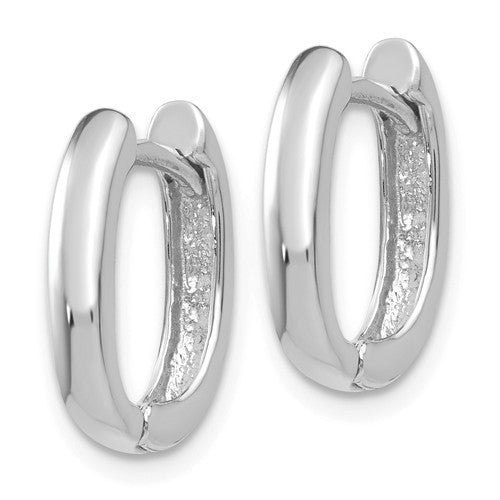 14k white gold classic huggie hinged hoop earrings 13mm x 10mm x 3mm