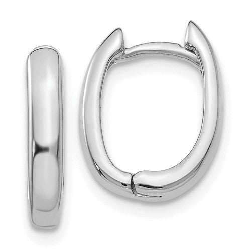 14k white gold classic huggie hinged hoop earrings 13mm x 10mm x 3mm