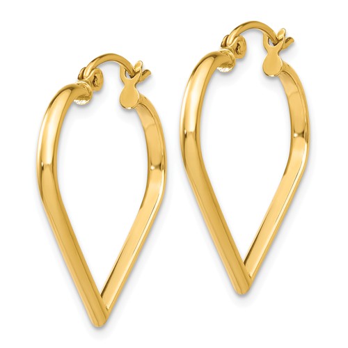 14k yellow gold heart hoop earrings 24mm x 2mm
