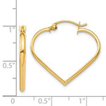 이미지를 갤러리 뷰어에 로드 , 14K Yellow Gold Heart Hoop Earrings 24mm x 2mm
