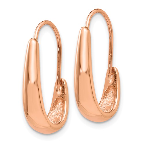 14K Rose Gold J Hoop Earrings 21mm x 11mm 4mm