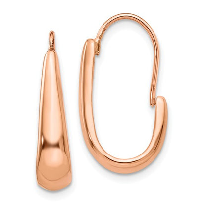 14k rose gold j hoop earrings 21mm x 11mm 4mm