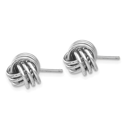 14k white gold 9mm love knot post stud earrings