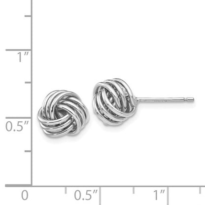 14k white gold 9mm love knot post stud earrings