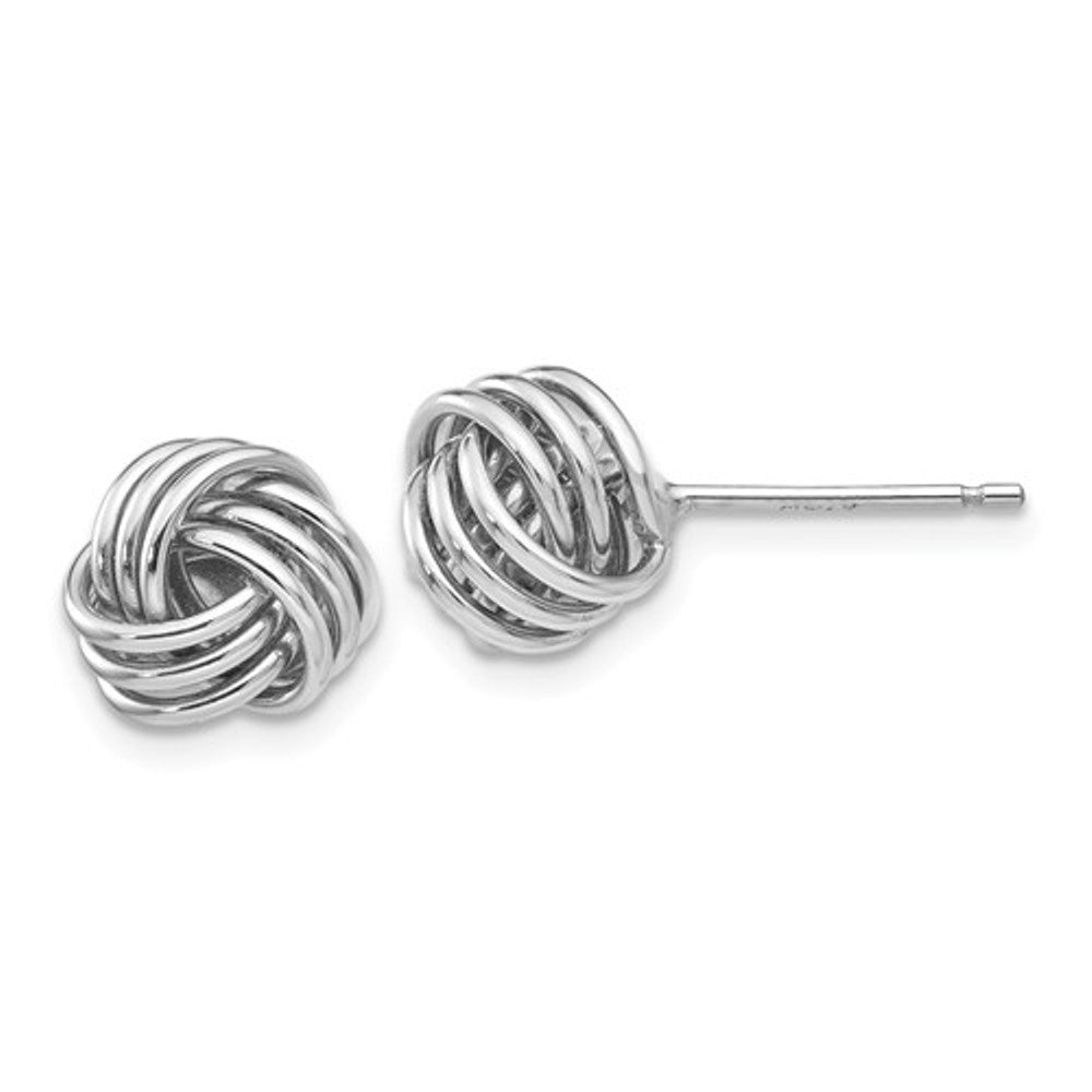 14k white gold 9mm love knot post stud earrings