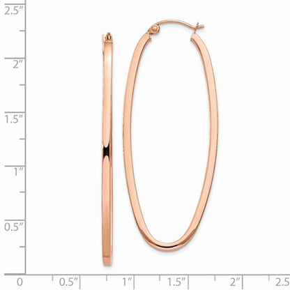 14k rose gold square tube oval hoop earrings 54mm x 21mm x 2mm