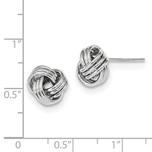 14k white gold 10mm classic love knot earrings post stud earrings