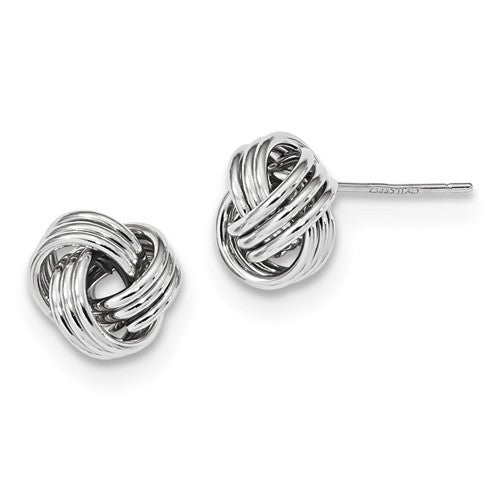 14k White Gold 10mm Classic Love Knot Earrings Post Stud Earrings - BringJoyCollection