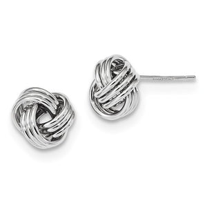 14k white gold 10mm classic love knot earrings post stud earrings