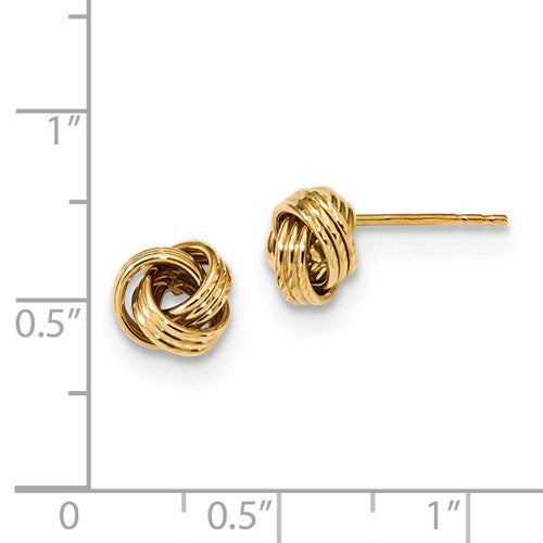 14k Yellow Gold 8mm Classic Love Knot Post Earrings CKLTL1052 - BringJoyCollection