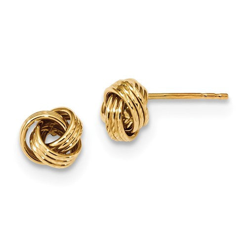 14k yellow gold 8mm classic love knot post earrings