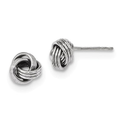 14k white gold 8mm love knot post stud earrings