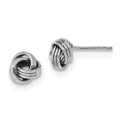 14k white gold 8mm love knot post stud earrings