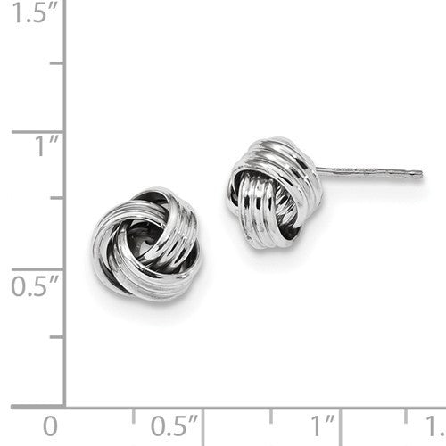 14k white gold 10mm classic love knot post earrings
