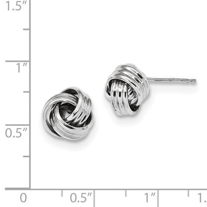 14k white gold 10mm classic love knot post earrings