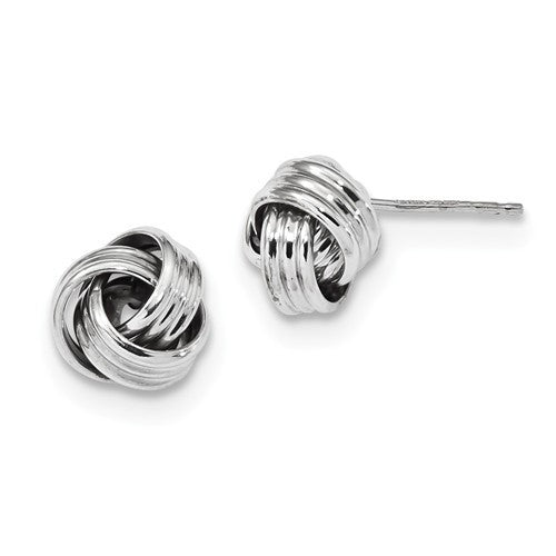 14k white gold 10mm classic love knot post earrings