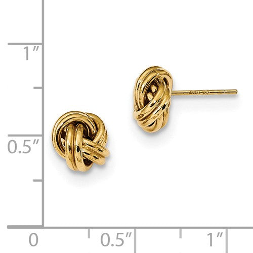 14k yellow gold 8mm classic double love knot post earrings