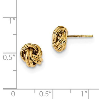 14k yellow gold 8mm classic double love knot post earrings