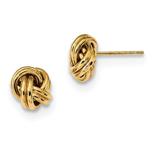 14k yellow gold 8mm classic double love knot post earrings