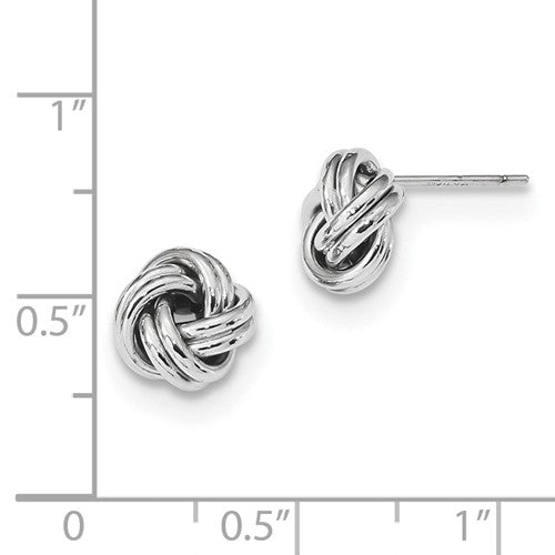 14k white gold 9mm classic double love knot post earrings
