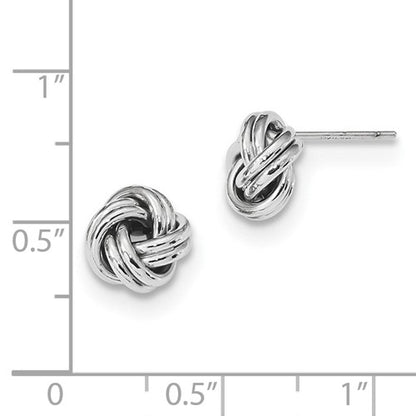 14k white gold 9mm classic double love knot post earrings