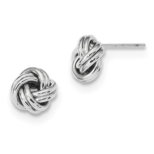 14k white gold 9mm classic double love knot post earrings