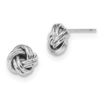 14k white gold 9mm classic double love knot post earrings