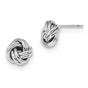 14k White Gold 9mm Classic Double Love Knot Post Earrings