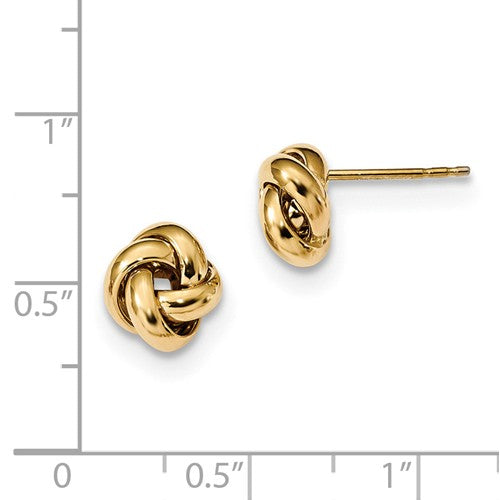 14k yellow gold 8mm classic love knot post earrings