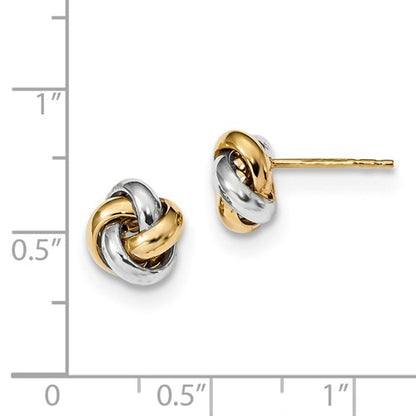 14k gold yellow white gold two tone 8mm love knot post earrings