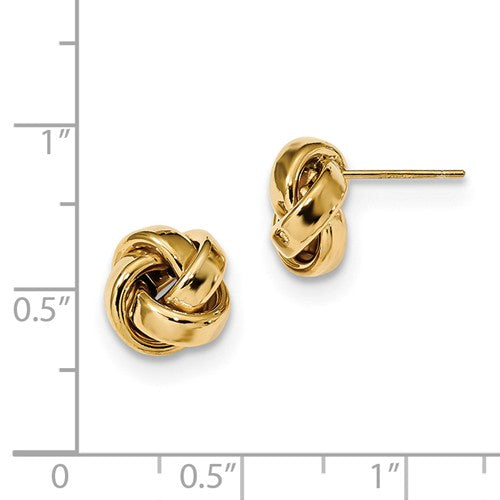14k yellow gold 9mm classic love knot post earrings