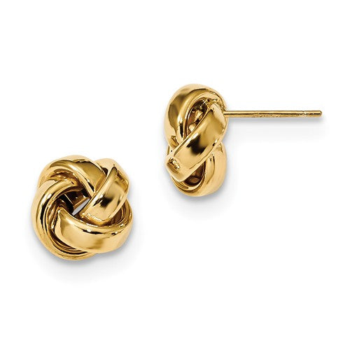 14k yellow gold 9mm classic love knot post earrings