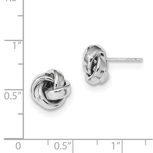 14k white gold 10mm classic love knot post earrings