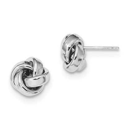 14k white gold 10mm classic love knot post earrings