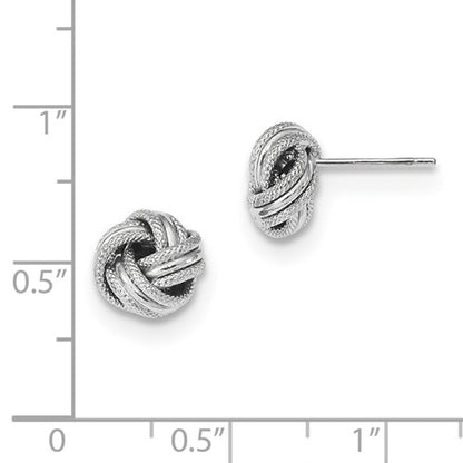 14k white gold 8mm textured love knot post stud earrings