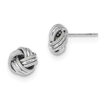 14k white gold 8mm textured love knot post stud earrings