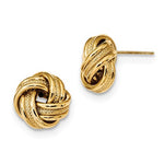 Kép betöltése a galériamegjelenítőbe: 14k Yellow Gold 13mm Textured Love Knot Post Stud Earrings
