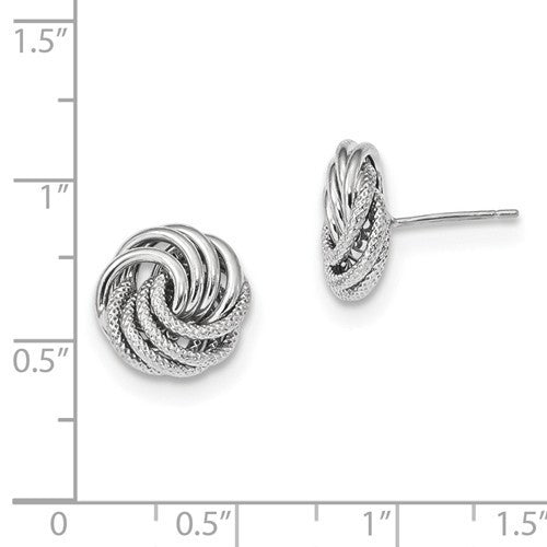 14k white gold 11mm love knot post stud earrings