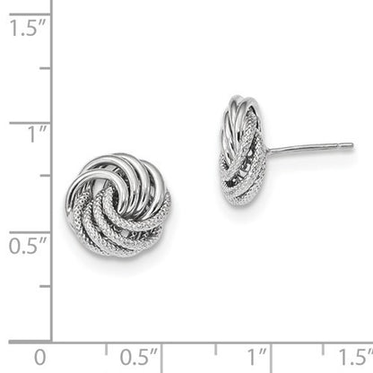 14k white gold 11mm love knot post stud earrings