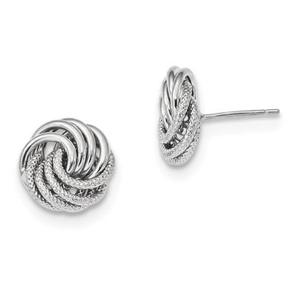 14k white gold 11mm love knot post stud earrings