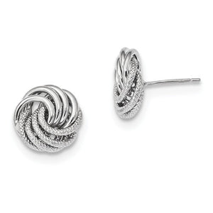 14k White Gold 11mm Love Knot Post Stud Earrings GO0133D - BringJoyCollection