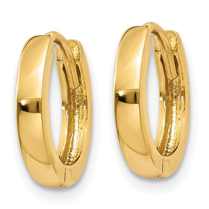 14k yellow gold classic huggie hinged hoop earrings 11mm x 2mm