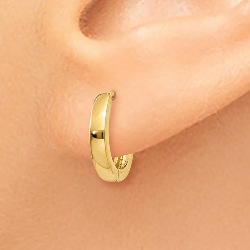 14k Yellow Gold Classic Huggie Hinged Hoop Earrings 11mm x 2mm