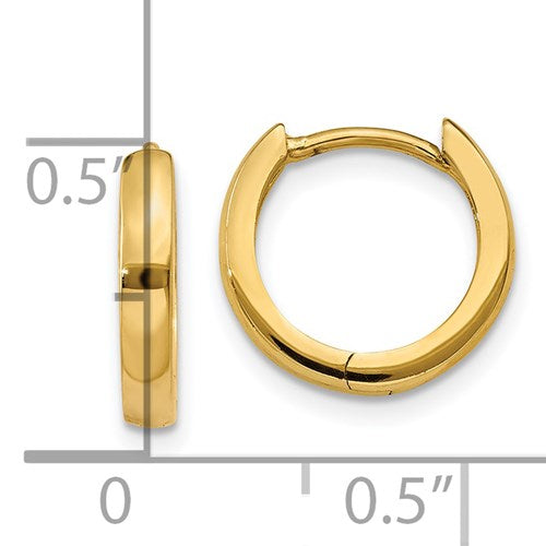 14k yellow gold classic huggie hinged hoop earrings 11mm x 2mm