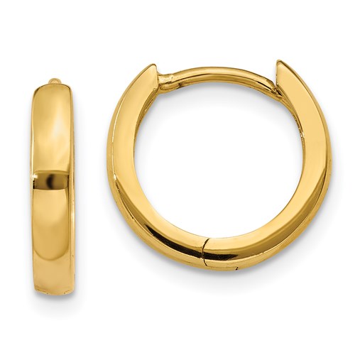 14k yellow gold classic huggie hinged hoop earrings 11mm x 2mm